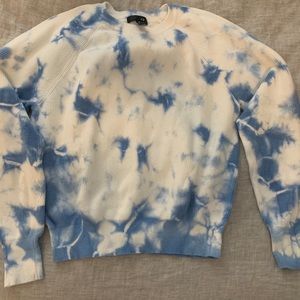 Tie dye AQUA cotton crewneck sweater